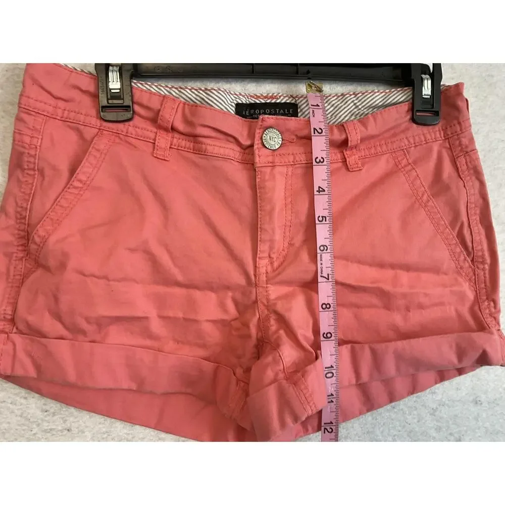 Aéropostale‎ Shorts Womens 4 Pink Chino Short Cuffed Twill Casual Pockets